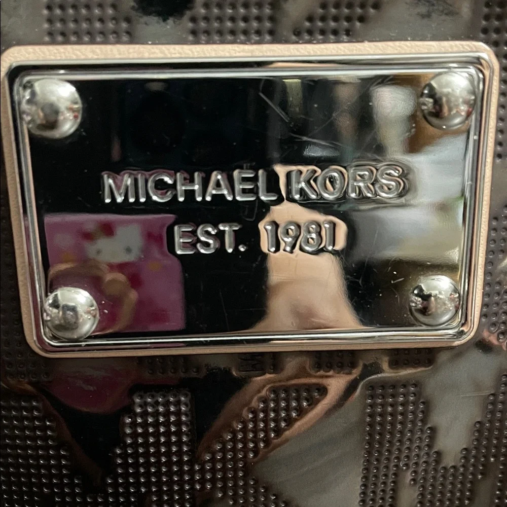 Michael Kors Black Patent Logo Plate Crossbody